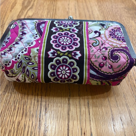 Vera Bradley Floral Quilted Makeup Bag with Silver Trim - Picture 2 of 4